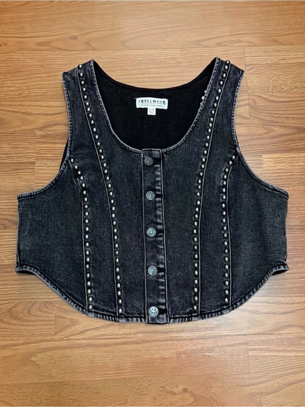 IDYLLWIND Miranda Lambert Black Wash Delrose Drive Studded Denim Vest Western XL